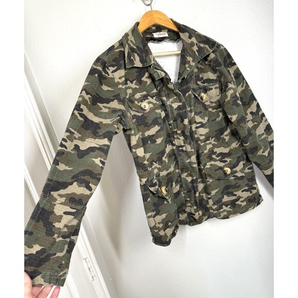 Camo Shirt/Jacket The Zig Zag Stripe Size S Green‎ Pockets Zip Up Tie Waist - Picture 3 of 12